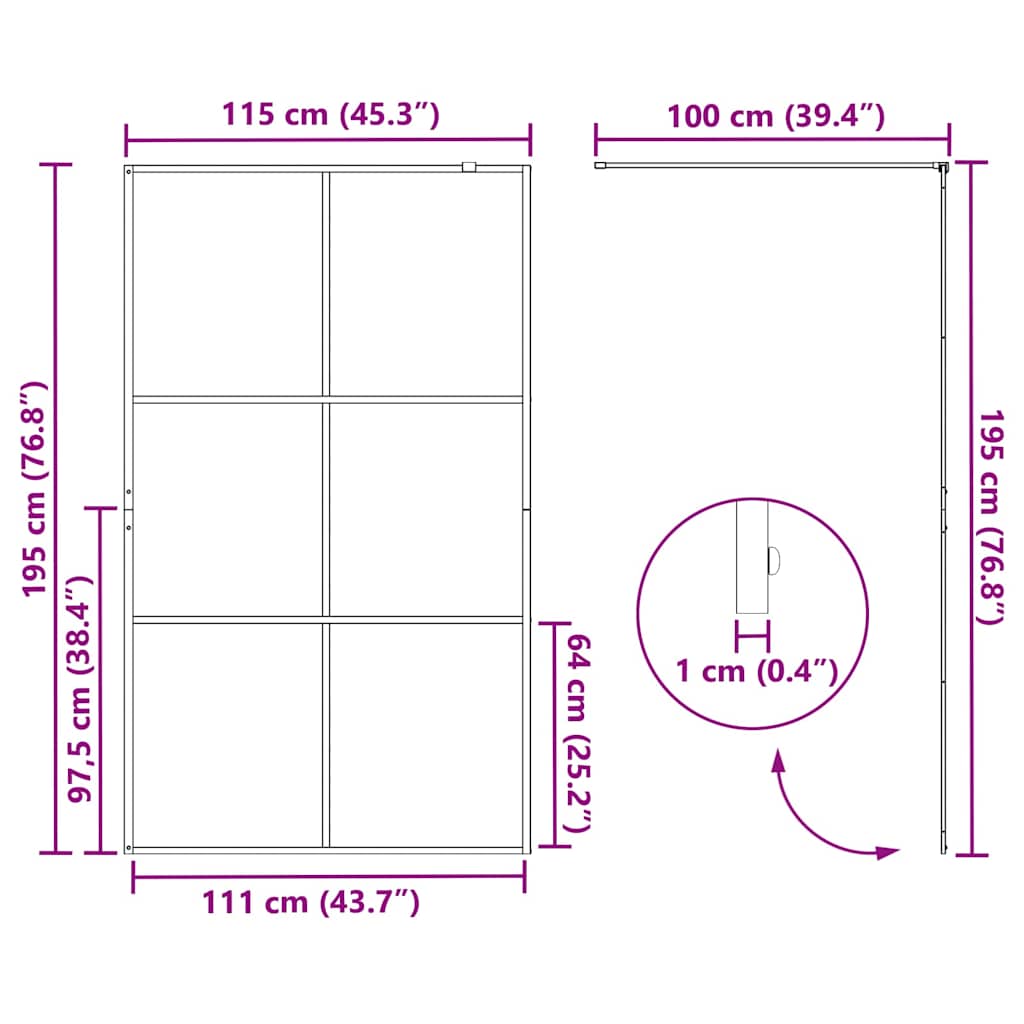 Walk-in zuhanyfal Arany 115 x 195 cm edzett üveg