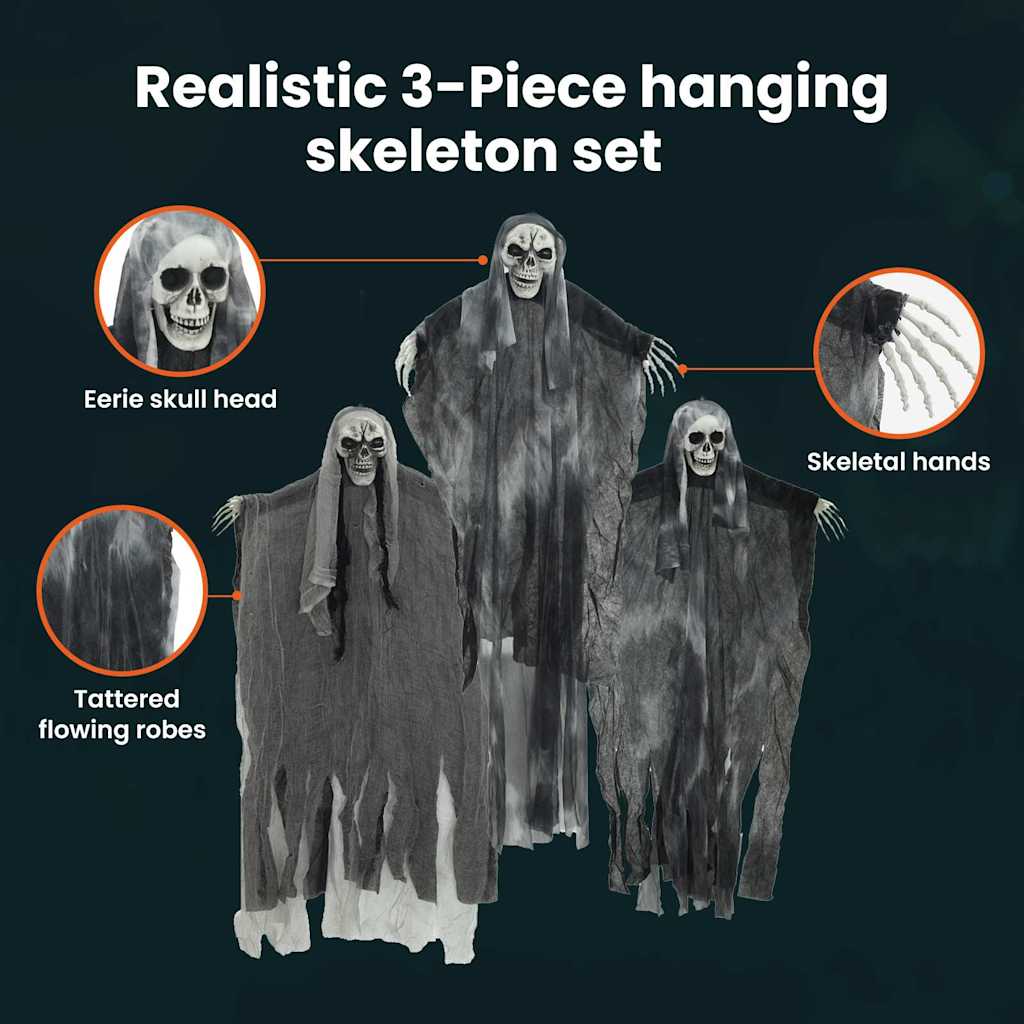 Halloween Függő Szellem 3 pcs Fekete 66 x 110 cm Poliészter