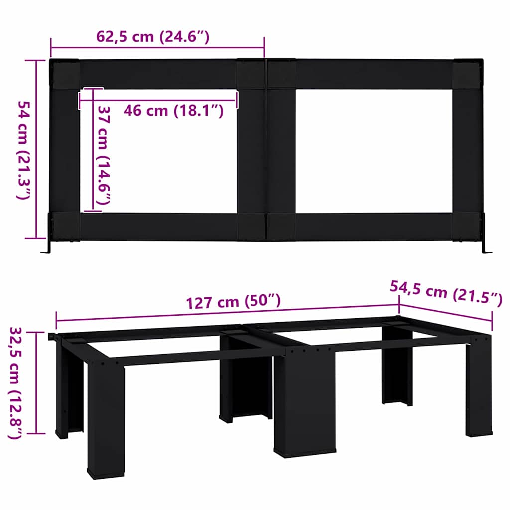 Mosógép Talp 2 pcs Fekete 127 x 54,5 x 32,5 cm Acél
