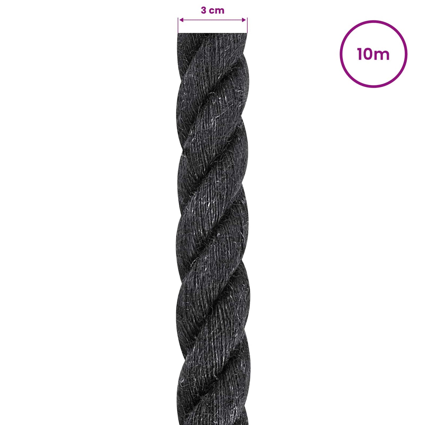 Juta Kötél 30 mm Fekete 100% Tossa kender