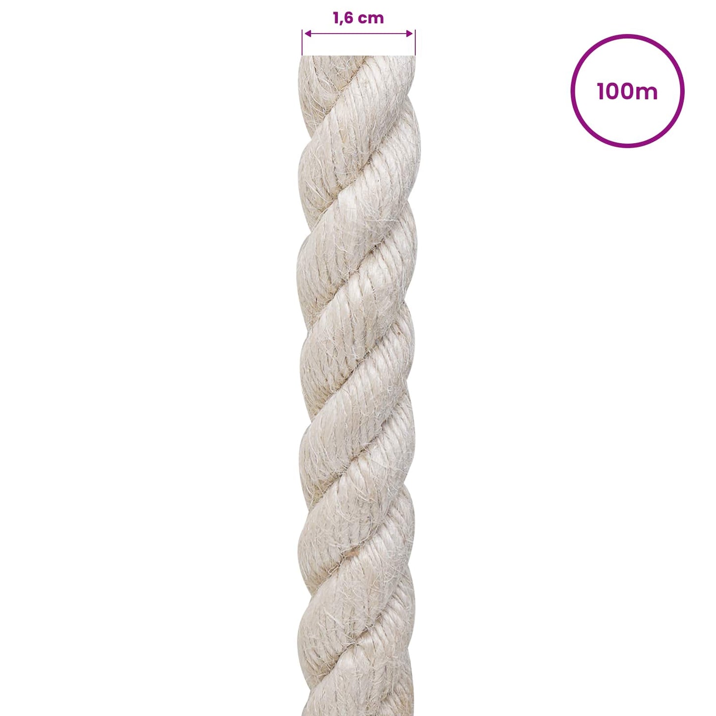 Juta Kötél 16 mm Fehér 100% Tossa kender