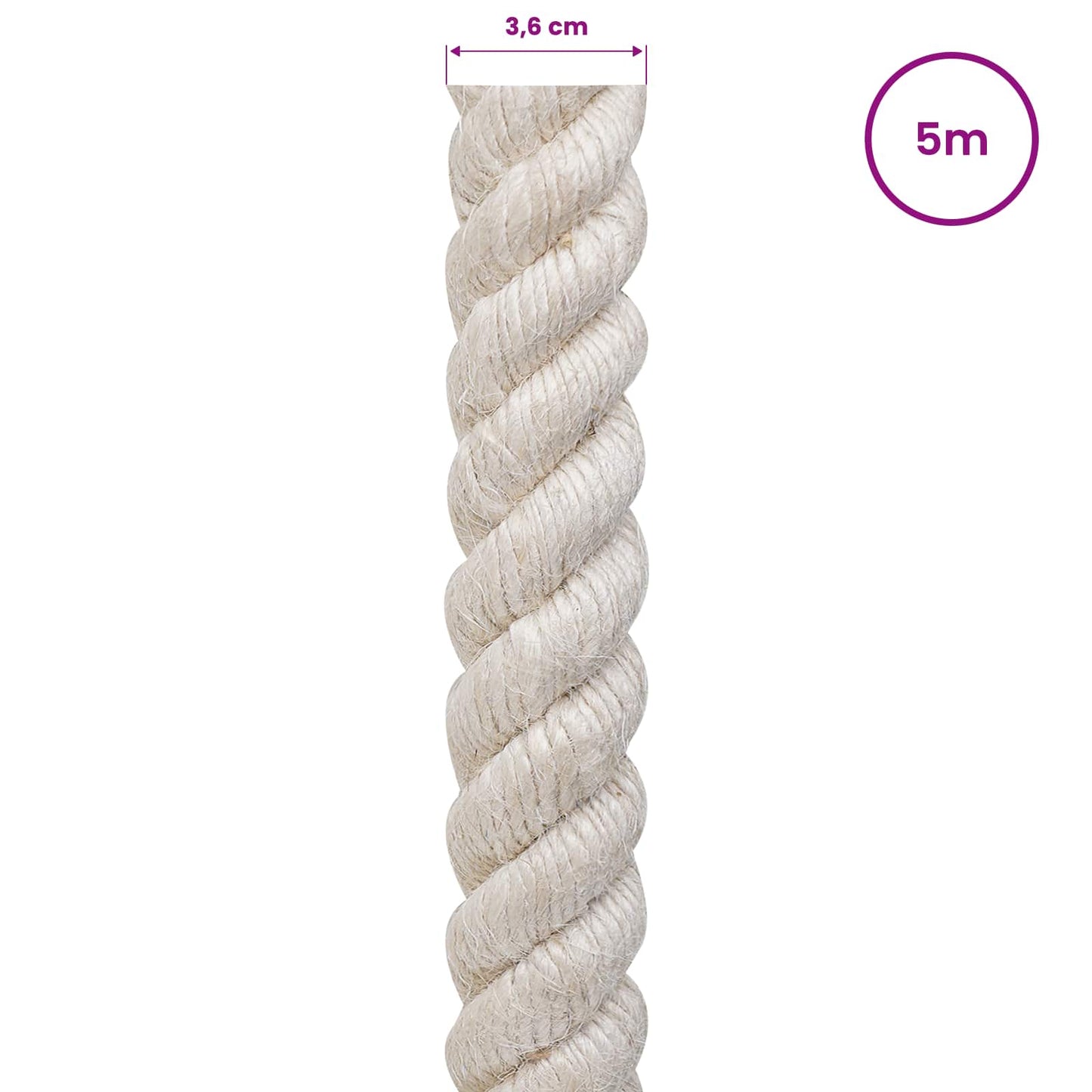 Juta Kötél 36 mm Fehér 100% Tossa kender