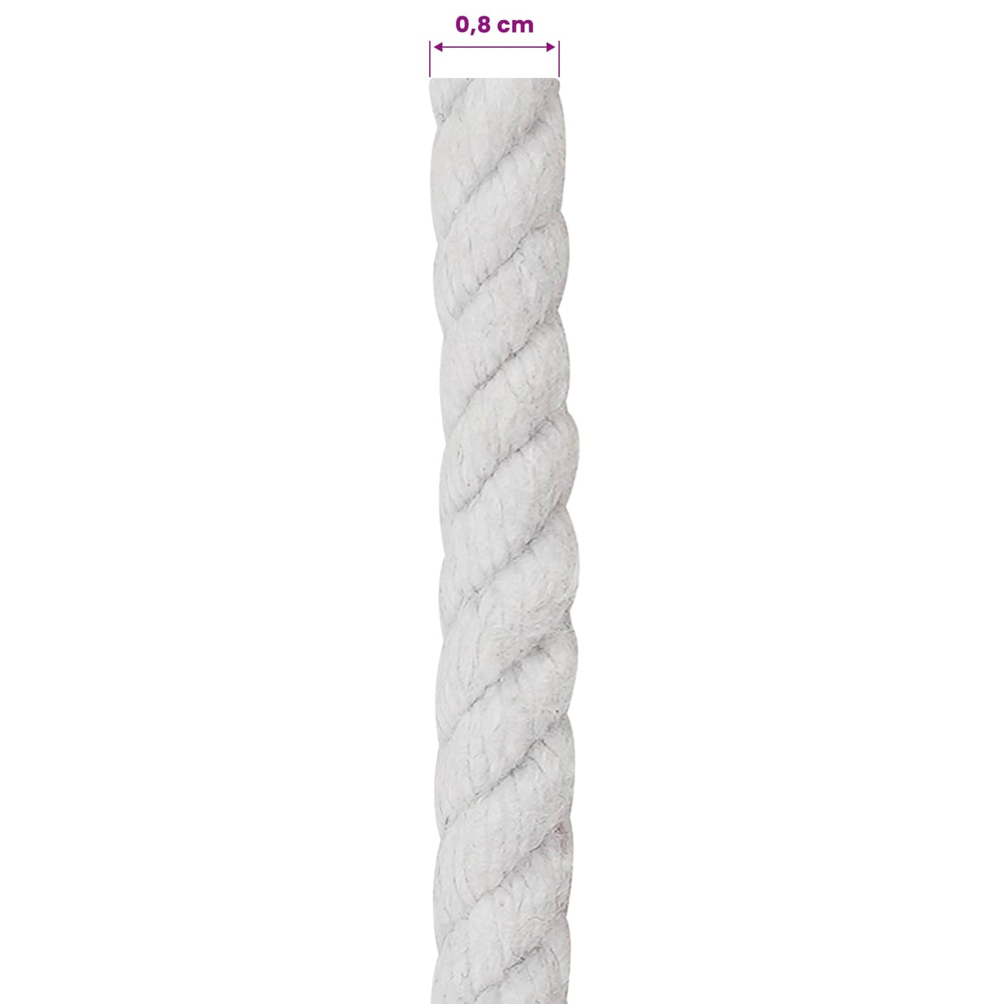 Pamut Kötél 8 mm 50 m Fehér 100% Pamut