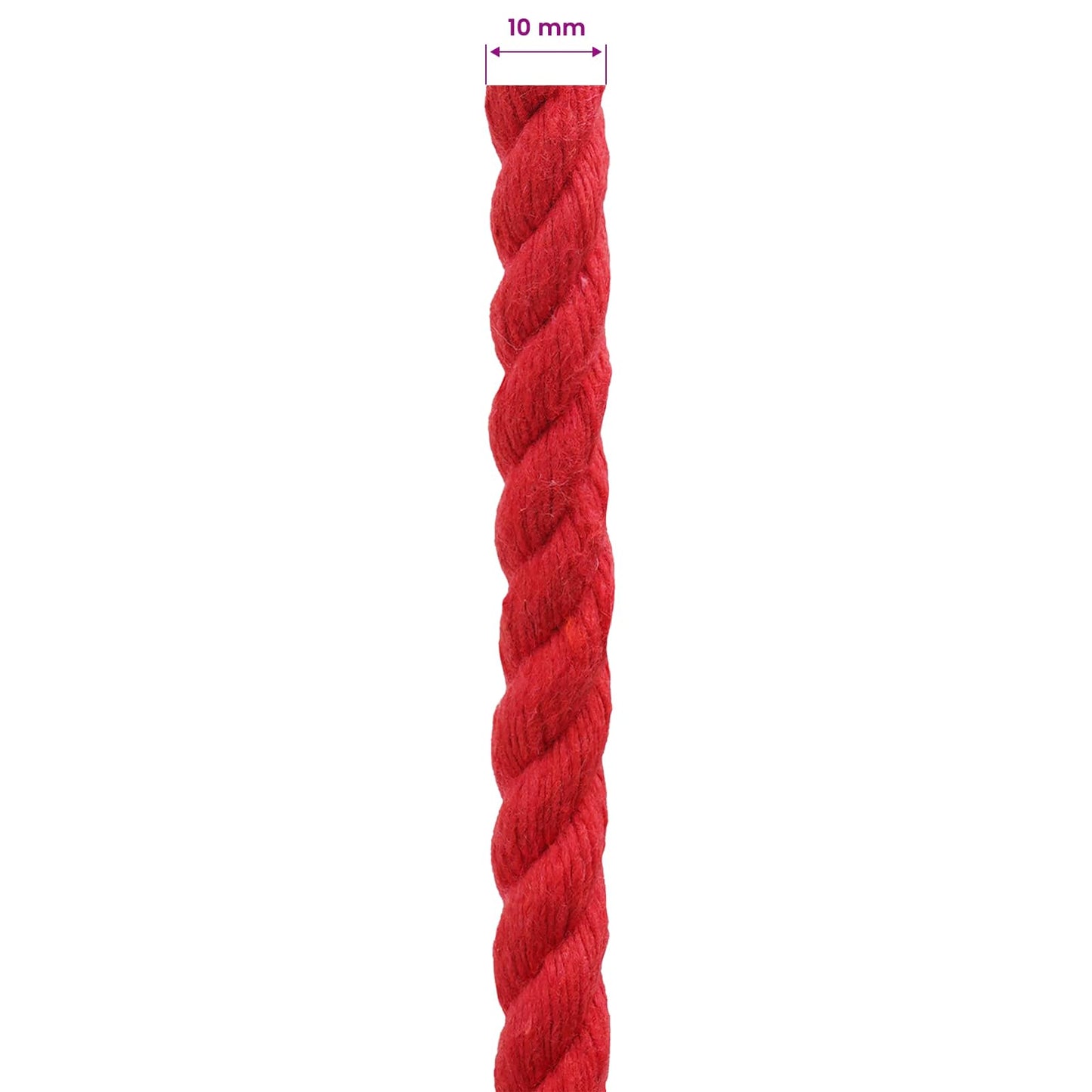 Pamut Kötél 10 mm 250 m Piros 100% Pamut