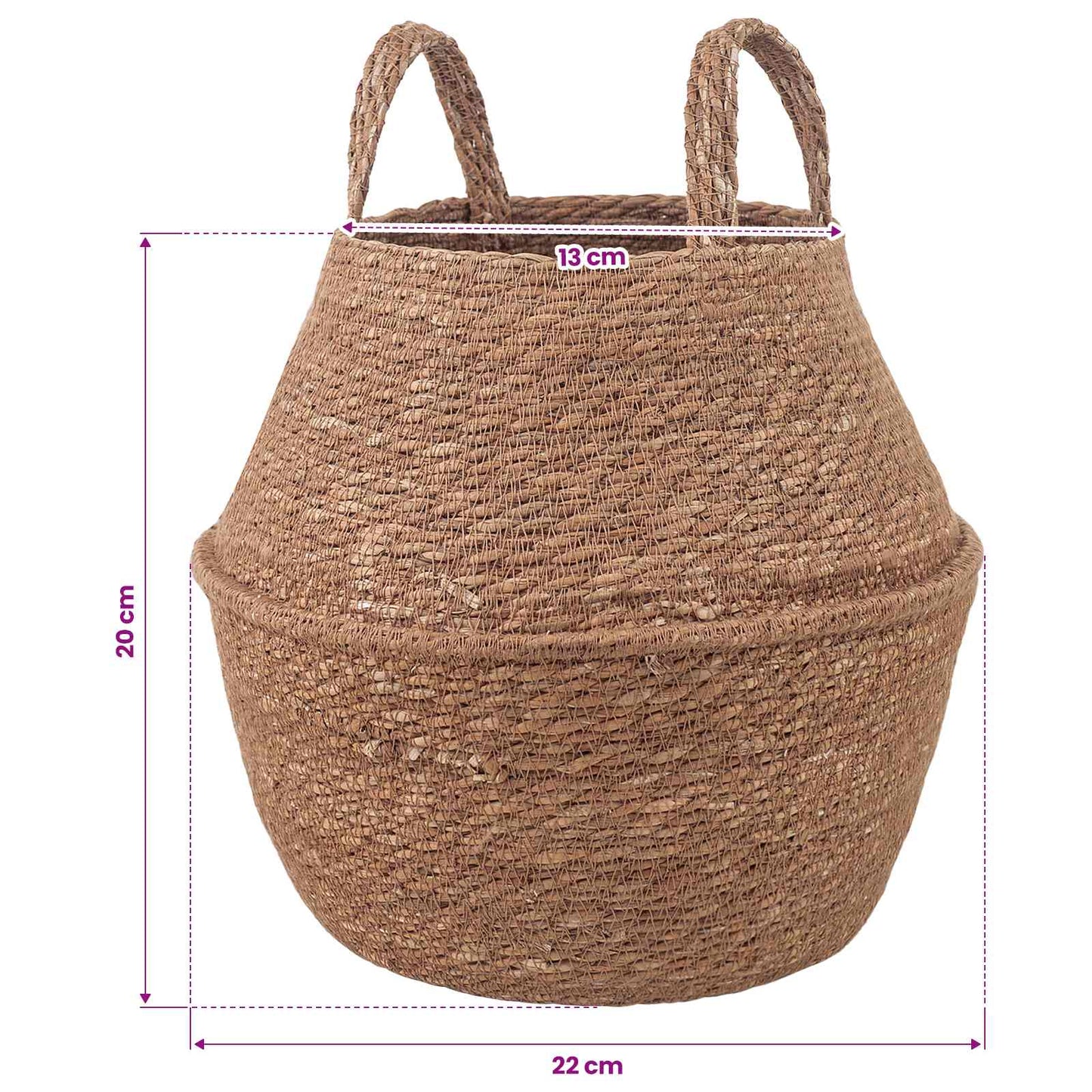 Kézi növényedény 2 db Természetes Ø 22 x 20 cm 100% Tengeri fű