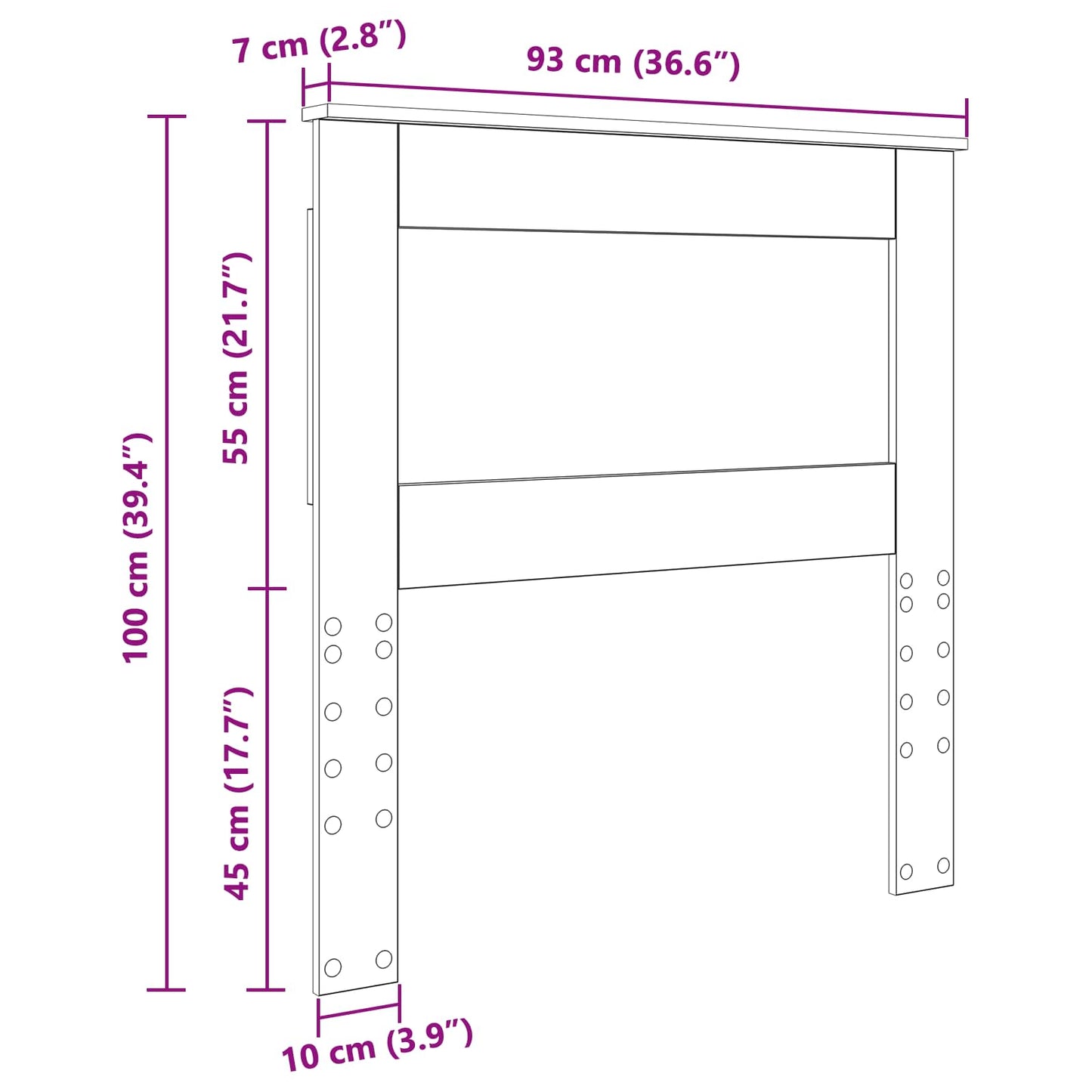 Fejtámla fejtámlával Füstölt tölgy 90 cm Faanyag
