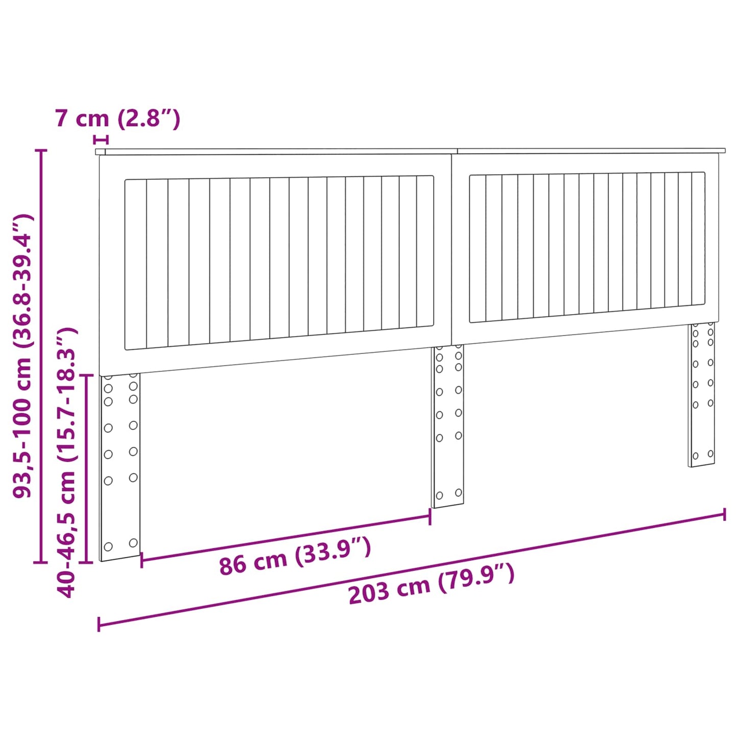 Fejtámla fejtámlával Barna Tölgy 200 cm Faanyag