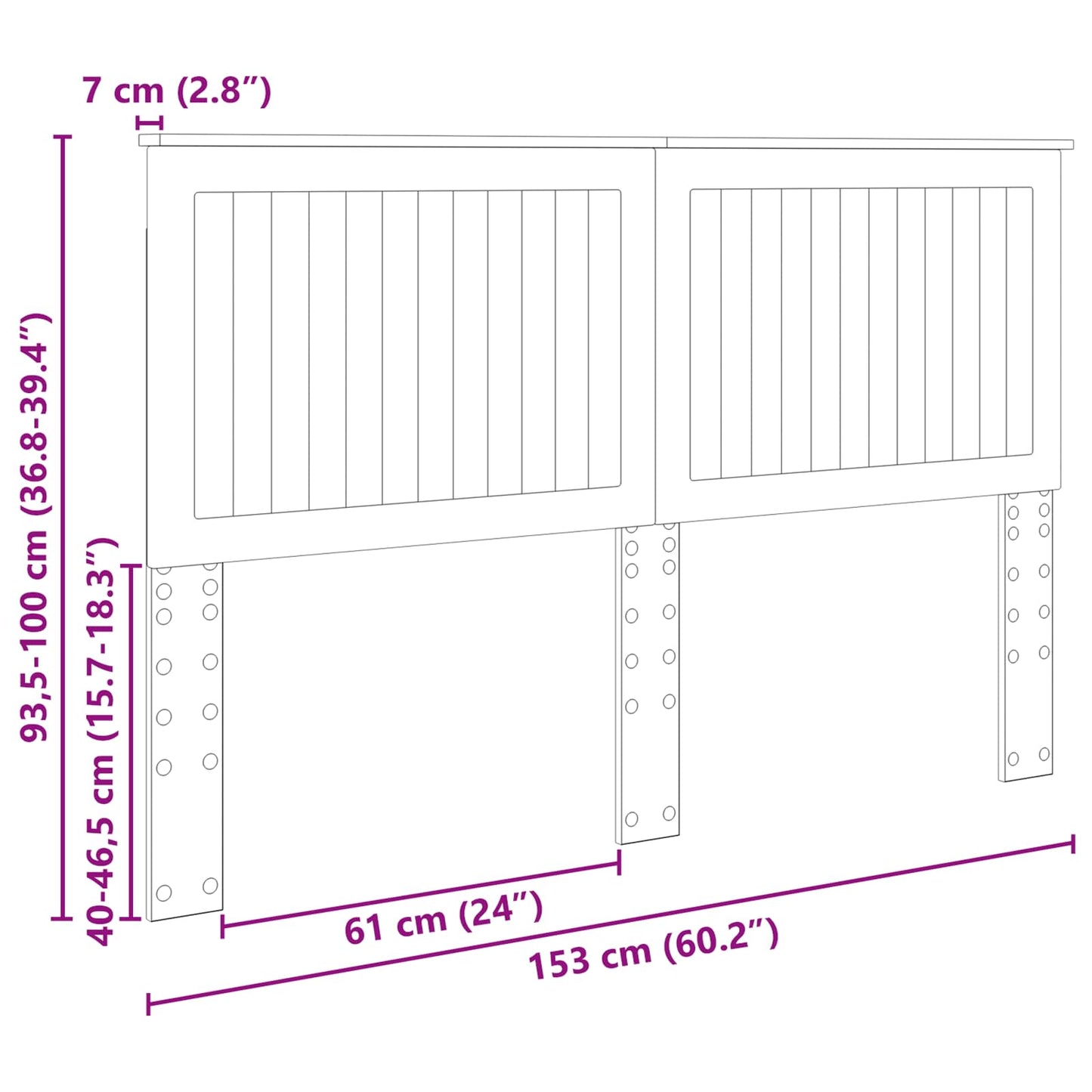 Fejtámla fejtámlával Fehér 150 cm Faanyag