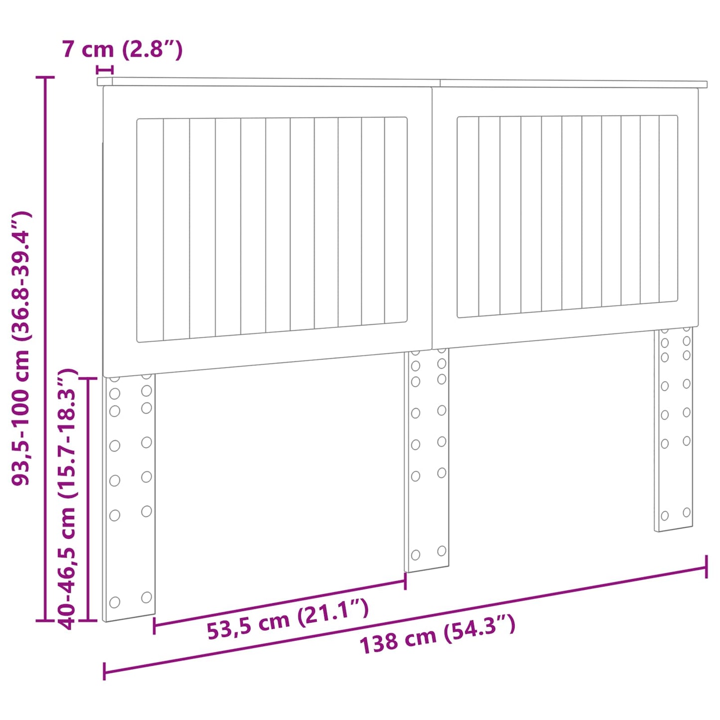 Fejtámla fejtámlával Fekete tölgy 135 cm Faanyag