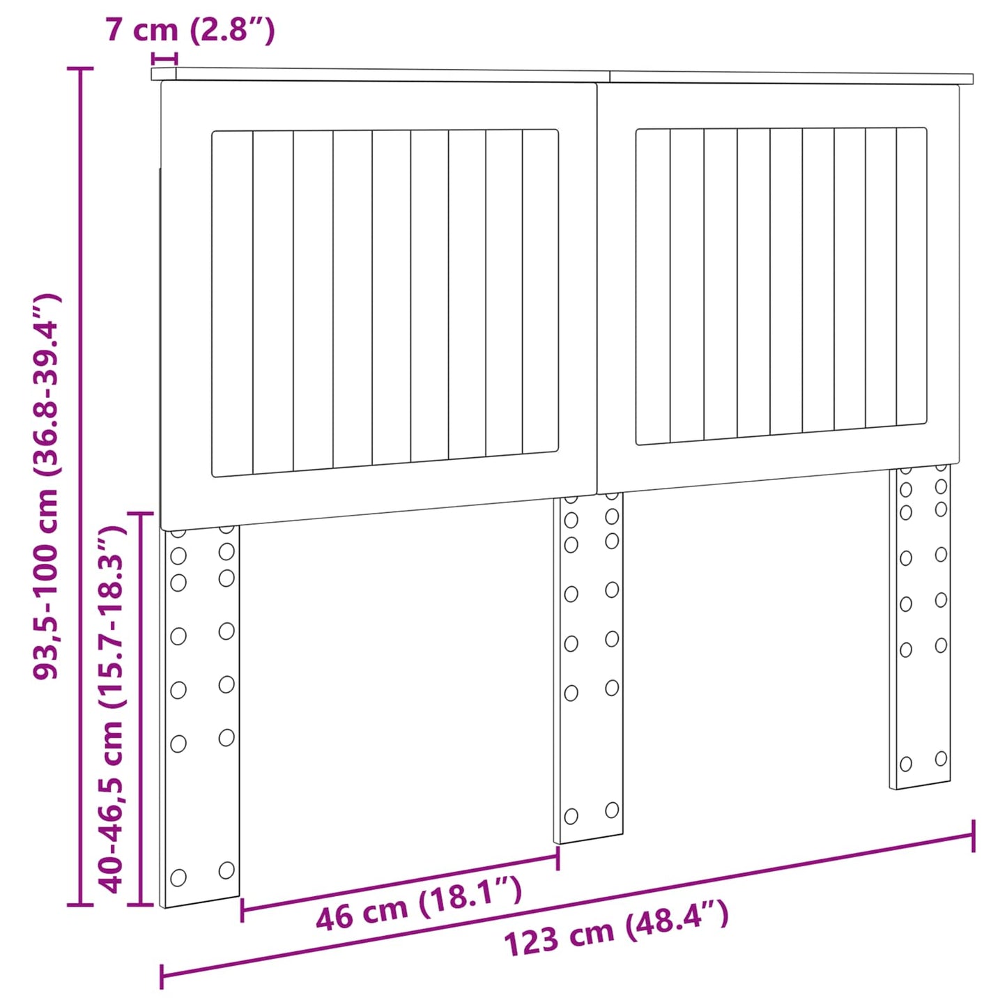 Fejtámla fejtámlával Sonoma tölgy 120 cm Faanyag