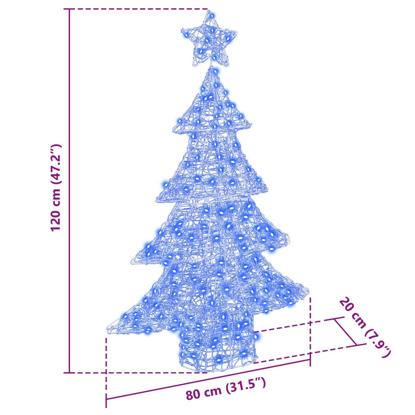 Karácsonyfa 100 LED-del Kék 120 cm Akril