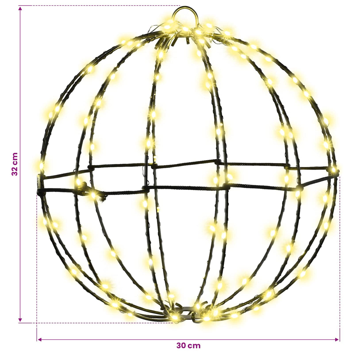 Labda Meleg fehér 30 x 30 x 32 cm Fém 96 LED