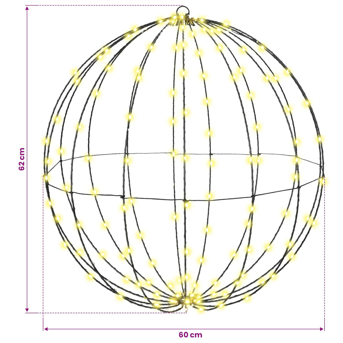 Labda 2 db Meleg fehér 60 x 60 x 62 cm Fém 384 LED
