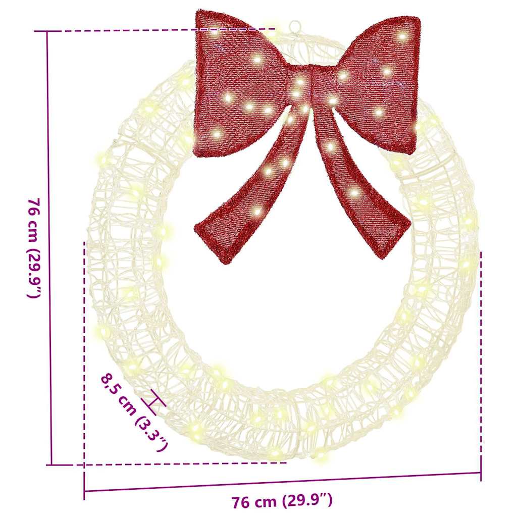 Koszorú 60 LED-del Meleg fehér 76 x 76 x 8,5 cm Akril