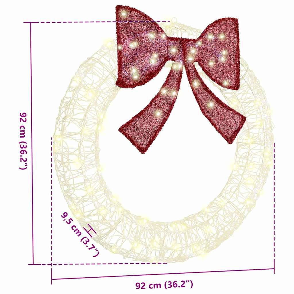 Koszorú 80 LED-del Meleg fehér 92 x 92 x 9,5 cm Akril