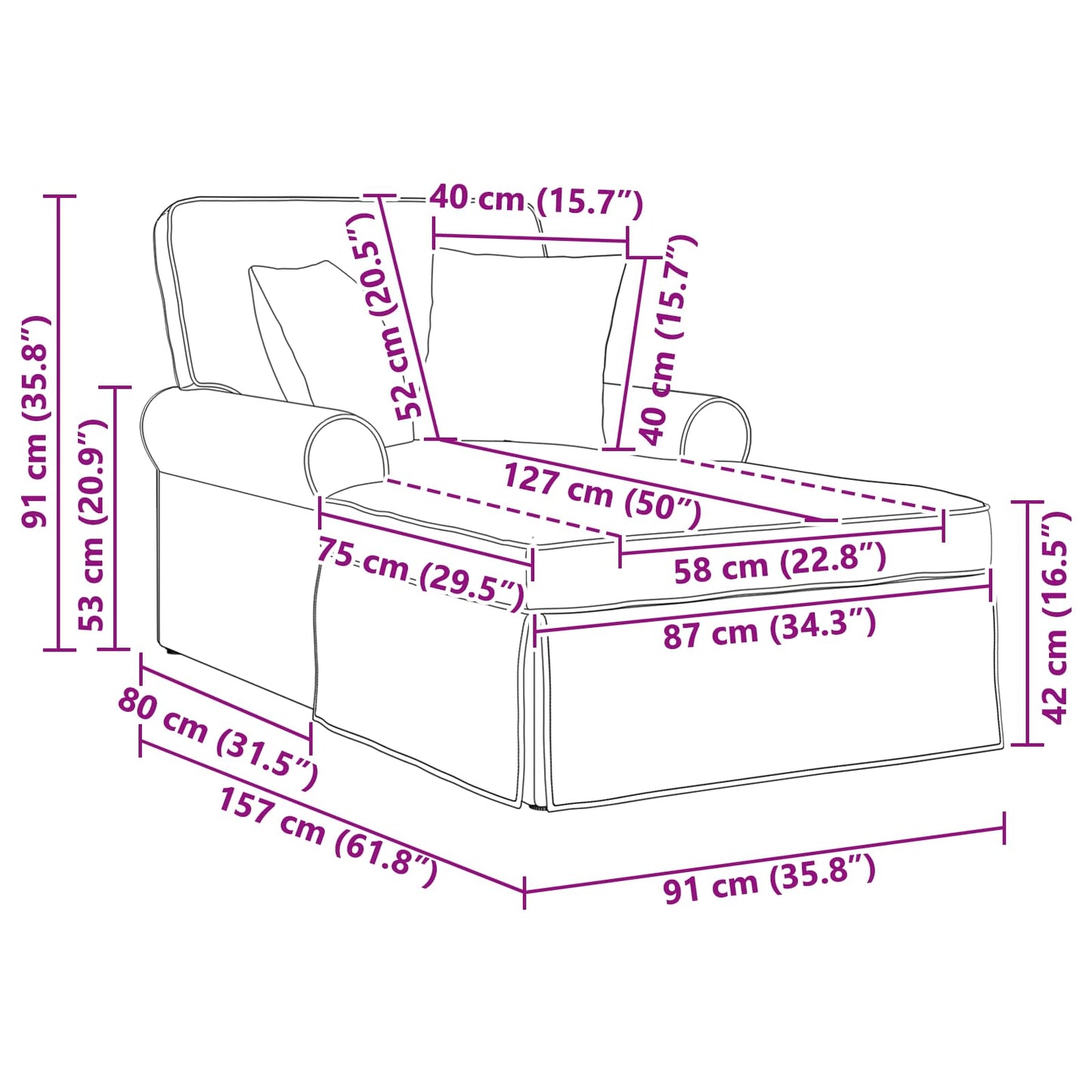 Fotel Loungba Szoknyával párnával párnával 3 pcs Kék szövet