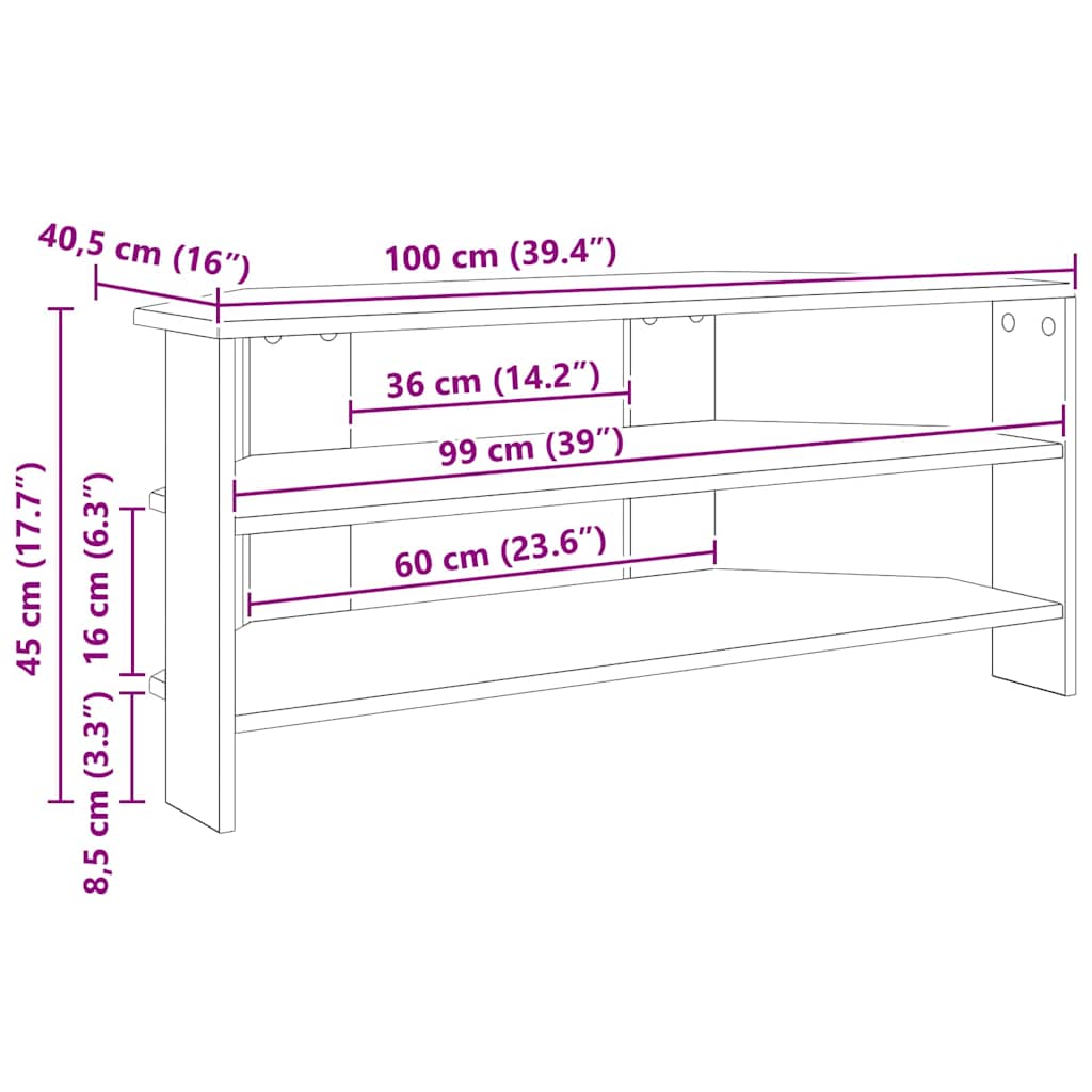 SarokTVSzekrény Beton Szürke 102x40,5x45cm Faanyag