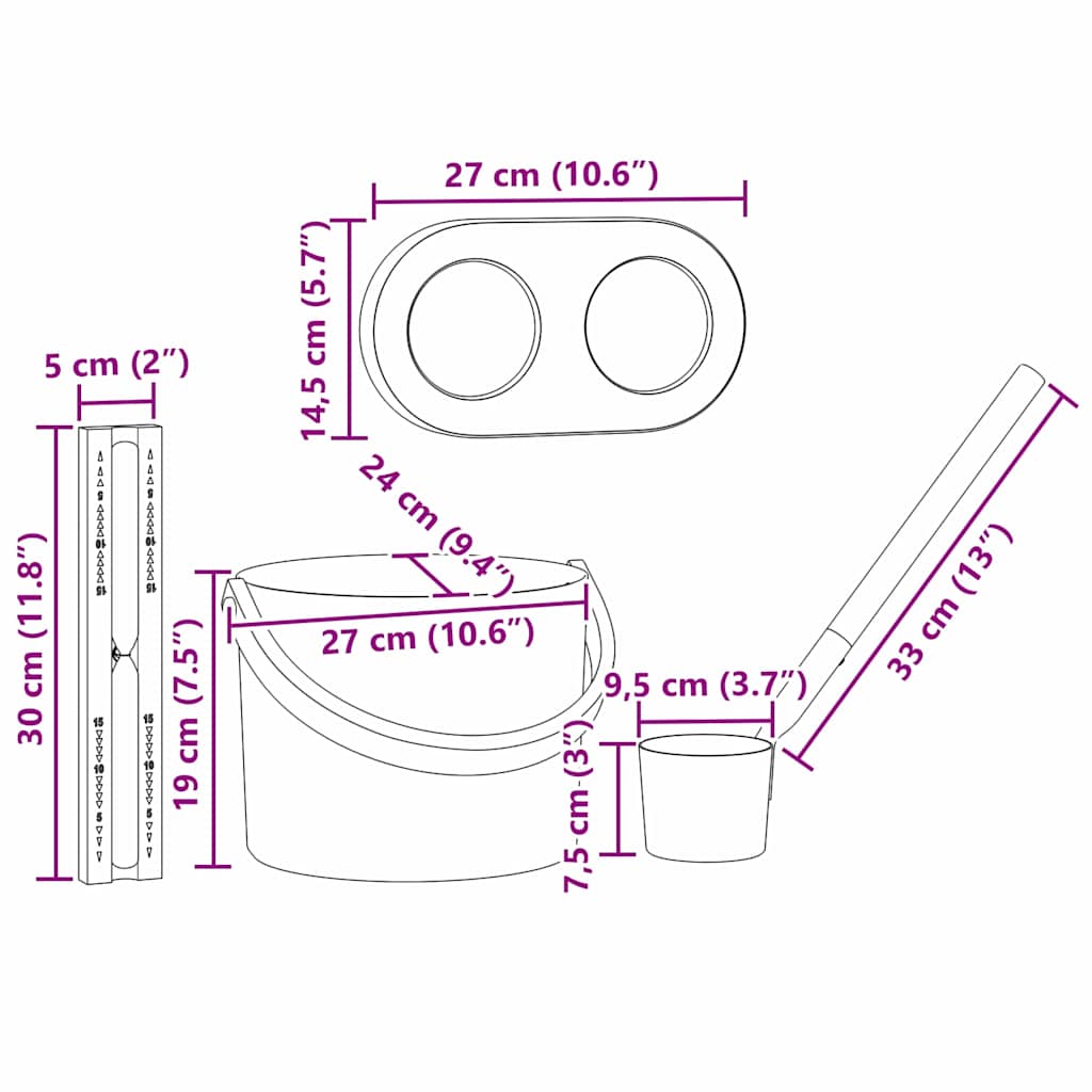 Szauna Kiegészítő Készlet 4 pcs Fekete