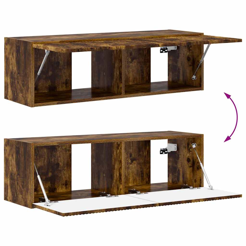 TV Fali Szekrény 98 x 31 x 29,5 cm Füstölt tölgy Szerelt Fa