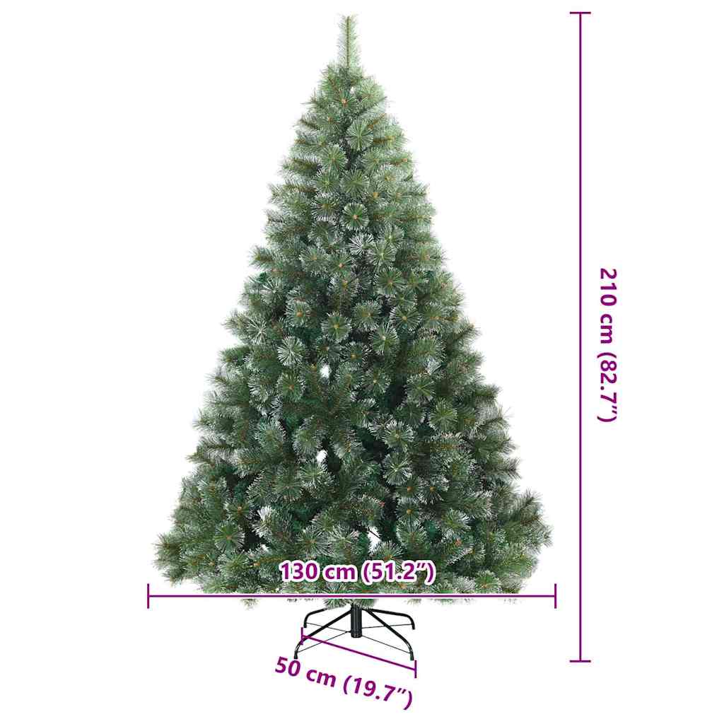 Műanyag Rugalmas Karácsonyfát Havas Flokkal Zöld 210 cm