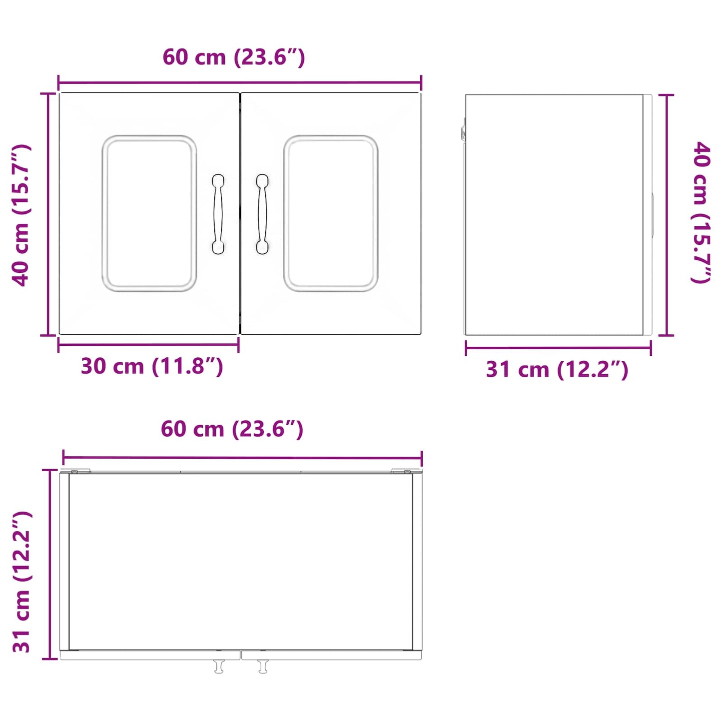 Mosogatógép panel Kalmar Öreg fa 60 x 31 x 40 cm Szerelt Fa