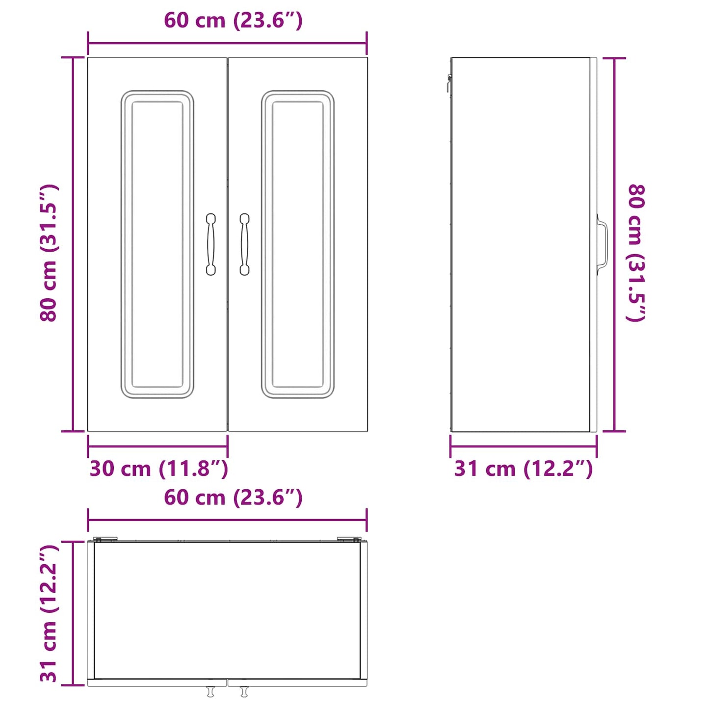 Mosogatógép panel Kalmar Öreg fa 60 x 31 x 80 cm Szerelt Fa