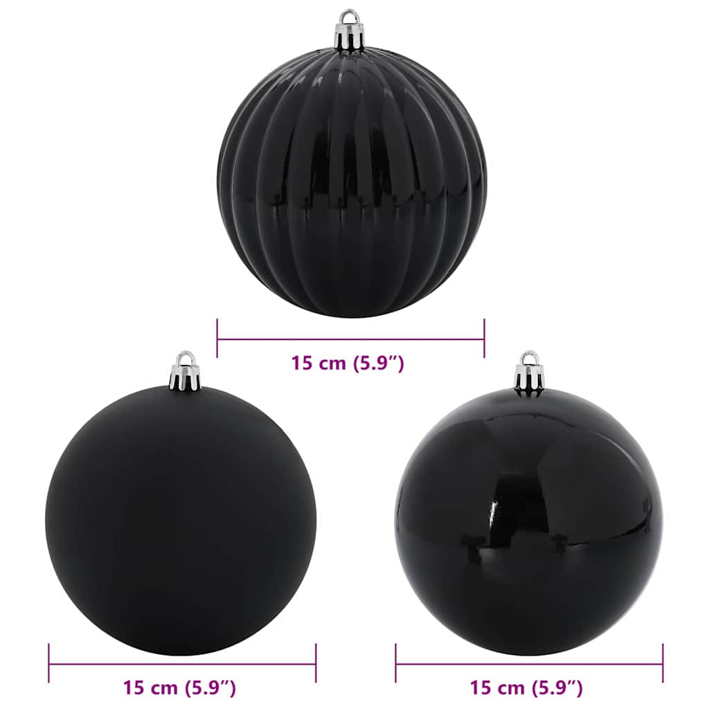 Karácsonyi Dísz Készlet XL 9 pcs Fekete Ø 15 cm Műanyag LED