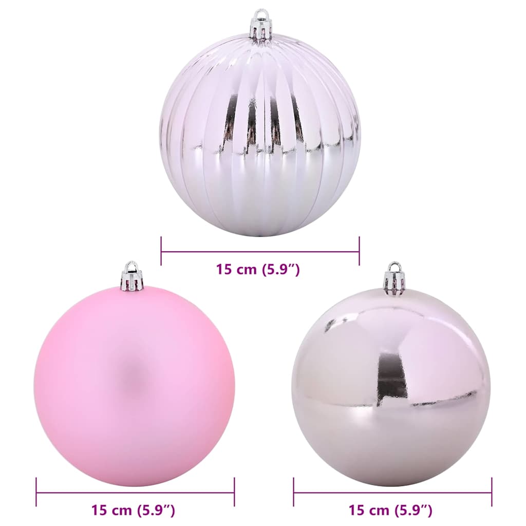 Karácsonyi dísz szett XL 9 pcs Rózsaszín Ø 15 cm Műanyag LED