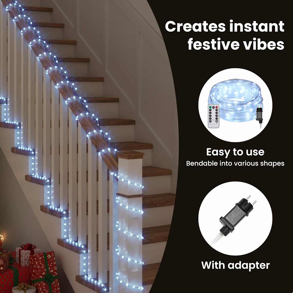 Kötél világítás 1200 LED-del Hideg Fehér 50 m PVC
