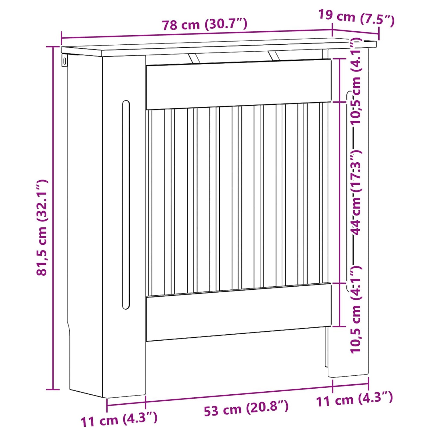 Radiátor fedezék Magasfényű Fehér 78 x 19 x 81,5 cm Szerelt Fa
