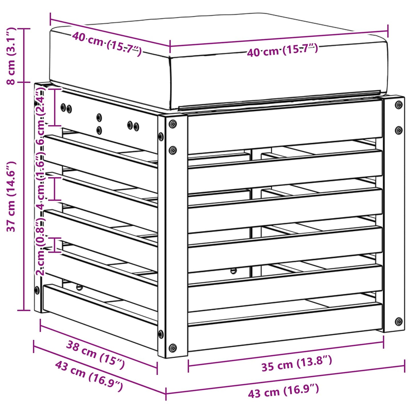 Kültéri Szék Pad Tömör Akácfa Természetes