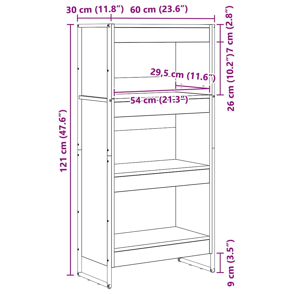 Könyvespolc Művészi tölgy 60 x 30 x 121 cm Faanyag
