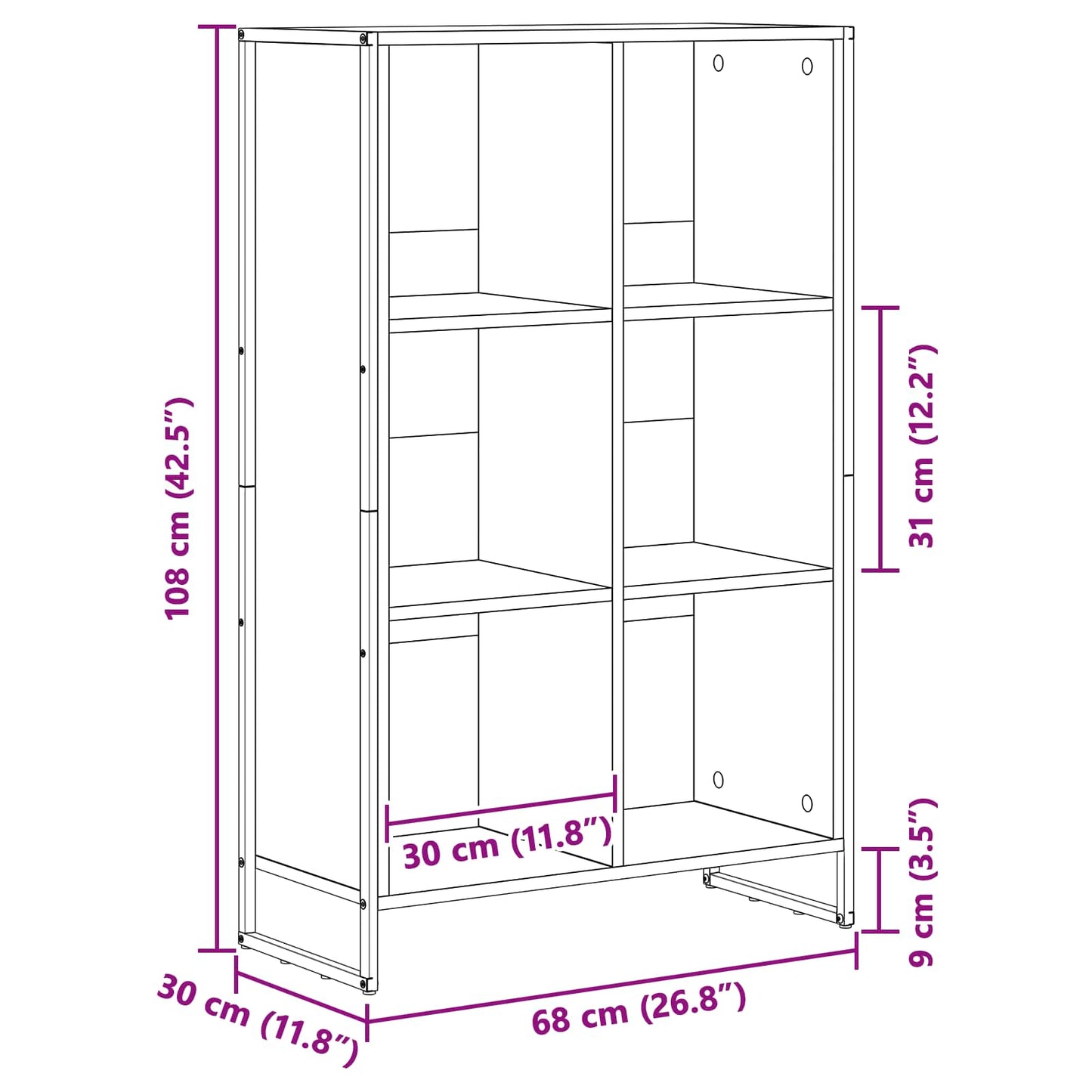 Könyvespolc 99.5 x 30 x 108.5 cm Szerelt Fa Művészi tölgy