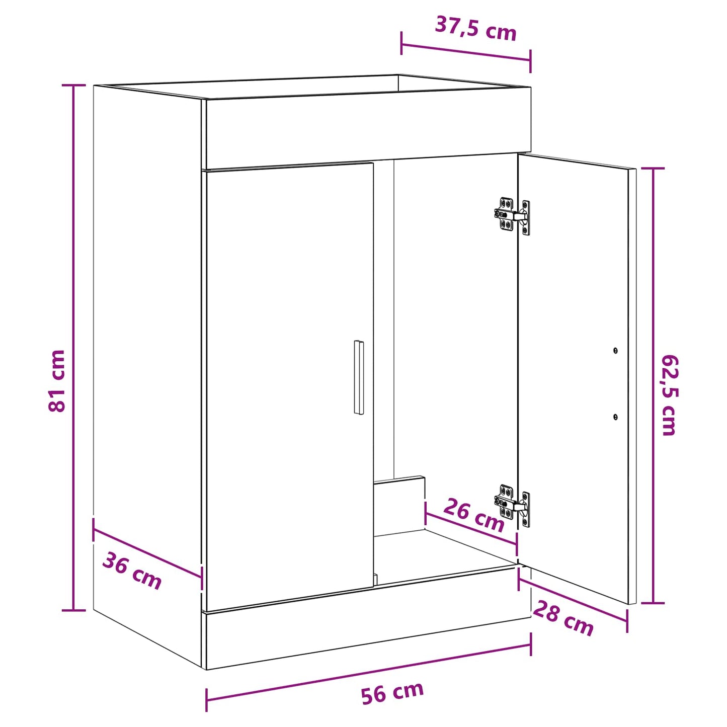 Fürdőszoba Mosogató Alatti Szekrény Antik Fa 56 x 37,5 x 81 cm