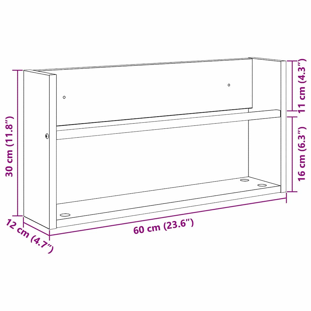 Magazin állvány polcokkal Sonoma tölgy 60 x 12 x 30 cm Faanyag