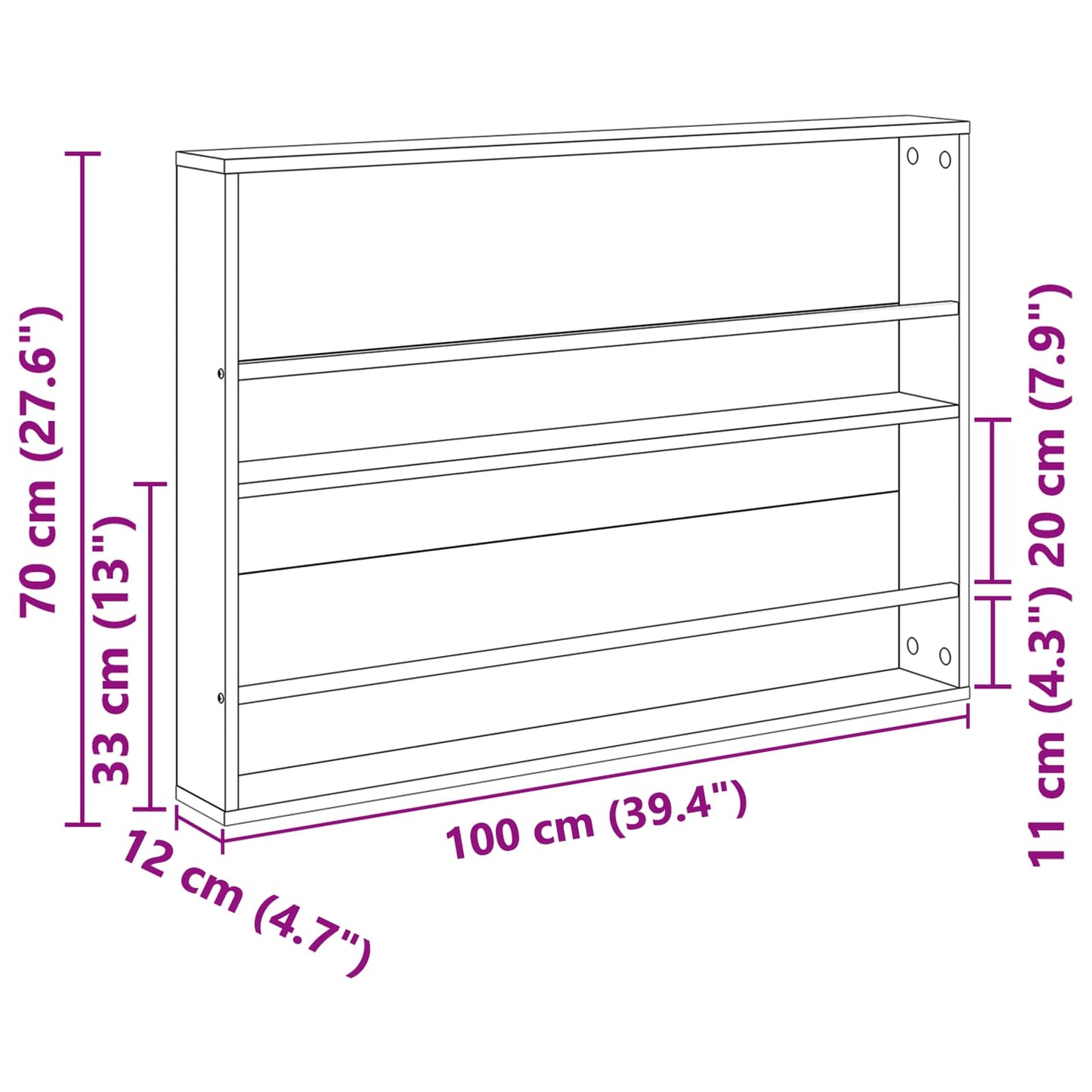 Magazin állvány polcokkal Öreg fa 100 x 12 x 70 cm Faanyag