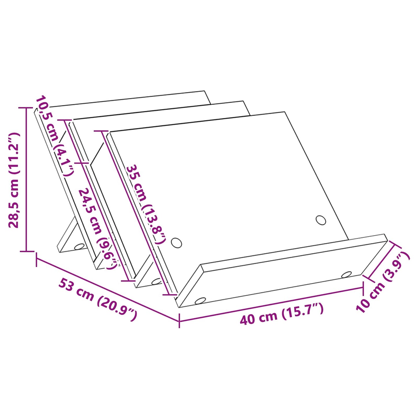 Magazin állvány polcokkal Öreg fa 53 x 40 x 28,5 cm Szerelt Fa