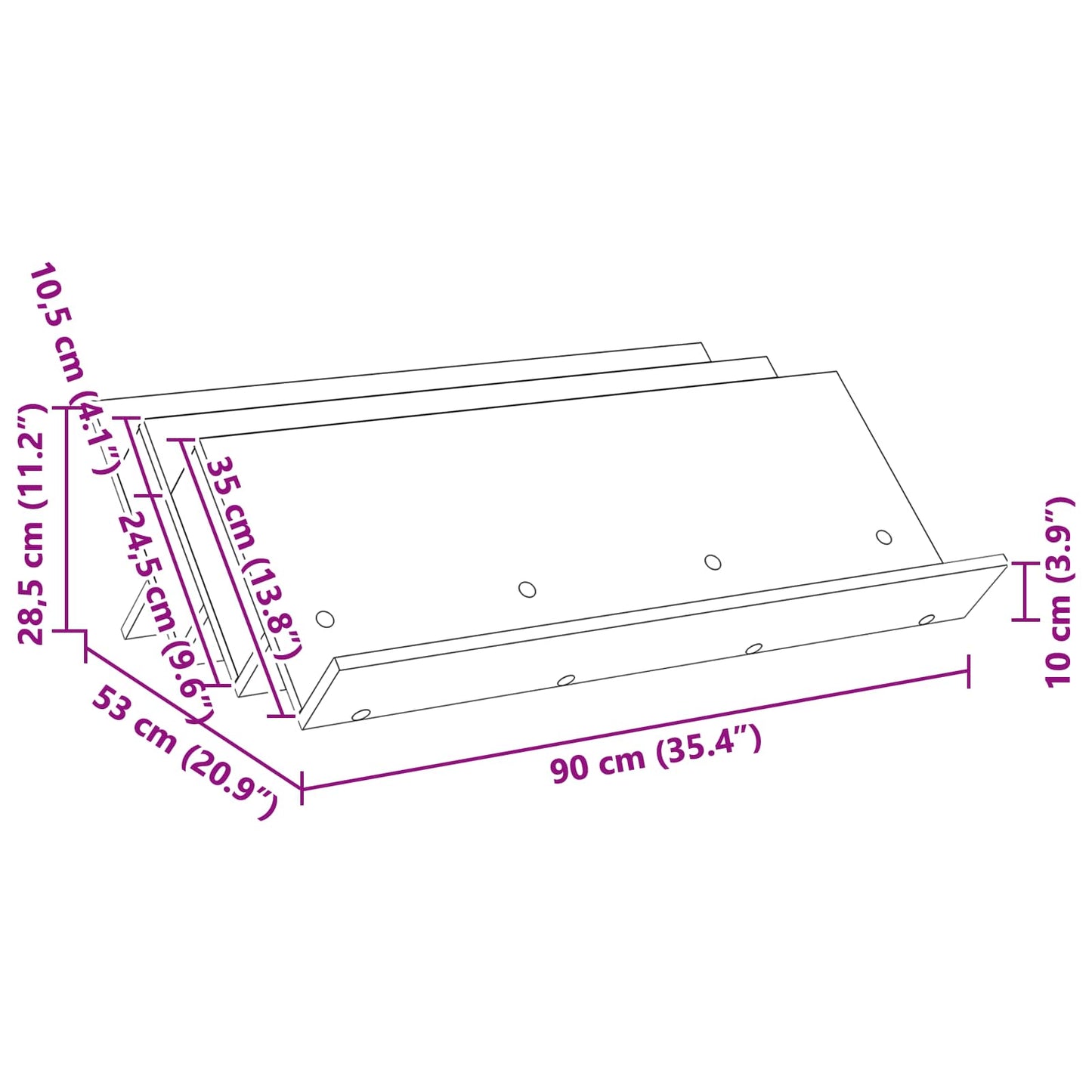 Magazin állvány Fekete tölgy 90 x 53 x 28,5 cm Faanyag