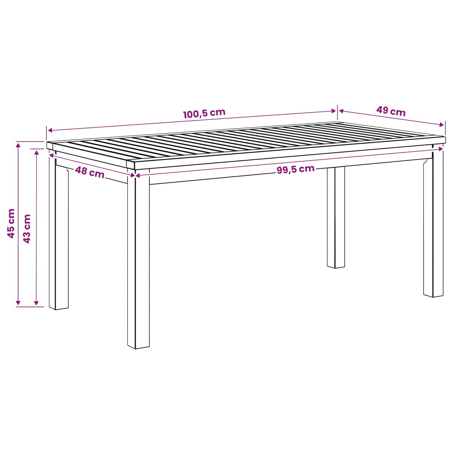 Dohányzóasztal Fehér 50 x 100,5 x 45 cm Tömör Akácfa