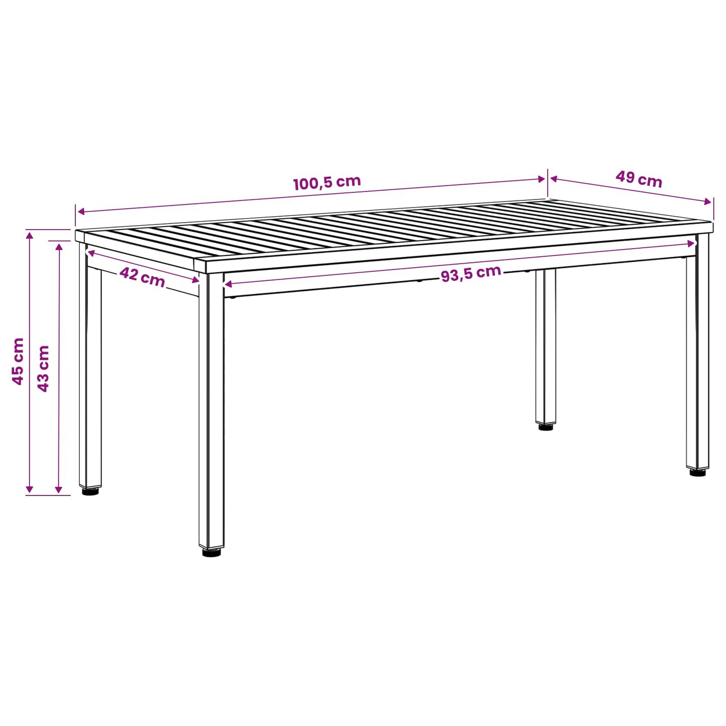 Dohányzóasztal Fehér 50 x 100,5 x 45 cm Tömör Akácfa