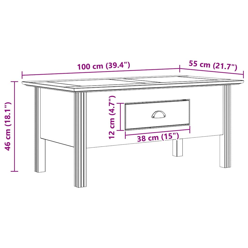 Dohányzóasztal BODO Méz barna 100 x 55 x 45,8 cm Szerelt Fa