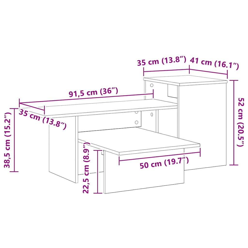 Konzolasztal Fehér 91,5 x 35 x 38,5 cm Faanyag