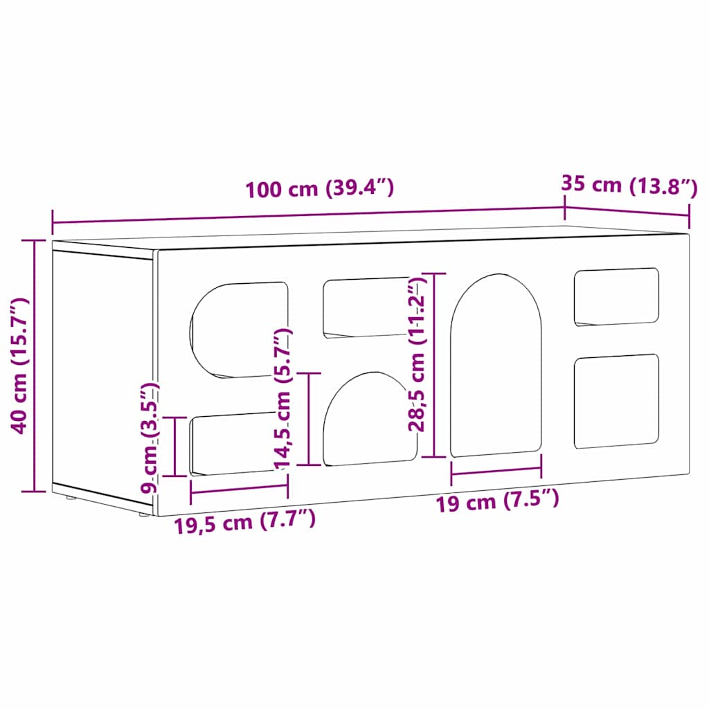 TV szekrény Magas Fényű Fehér 100 x 35 x 40 cm Faanyag