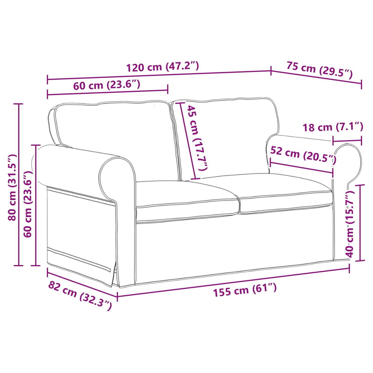 Kanapé Szett 2 pcs Világosszürke 155 x 82 x 80 cm szövet