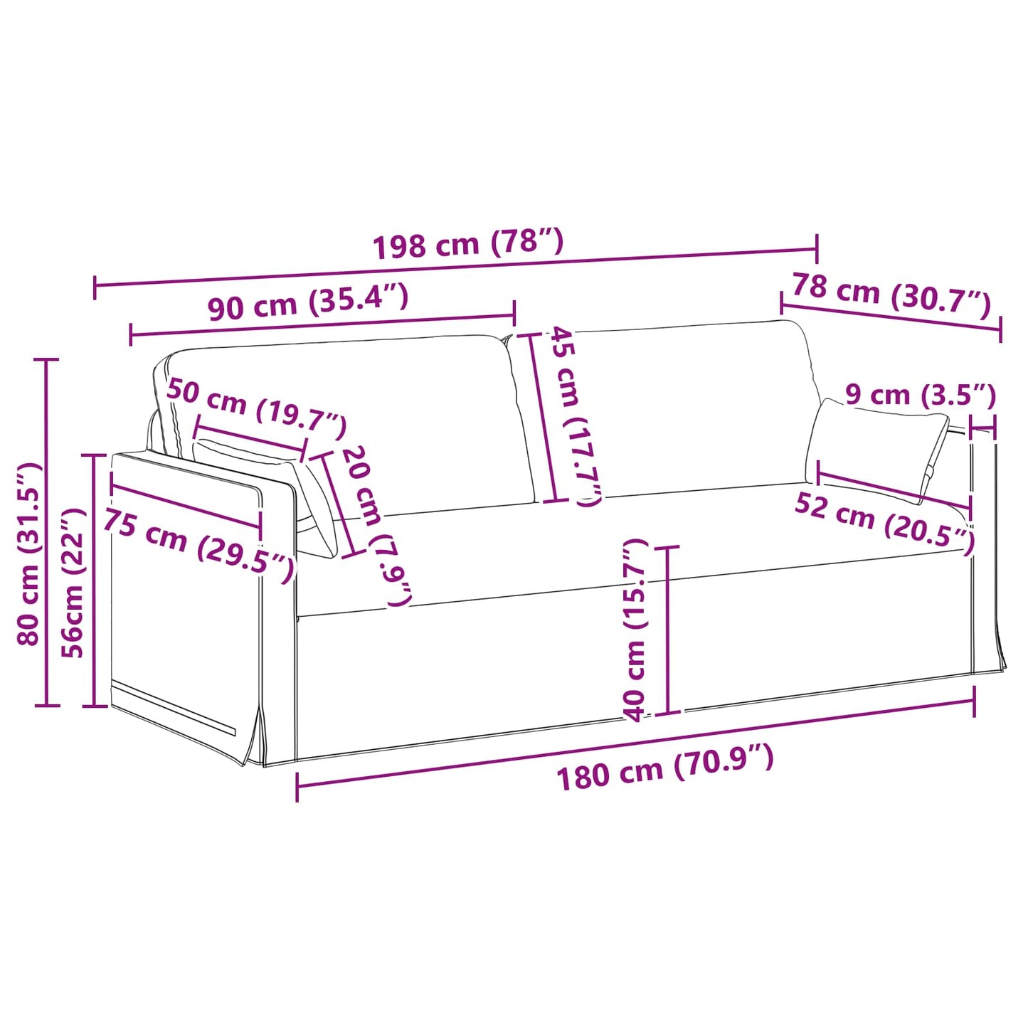 Kanapé Szett 2 pcs Fekete 158 x 78 x 80 cm szövet