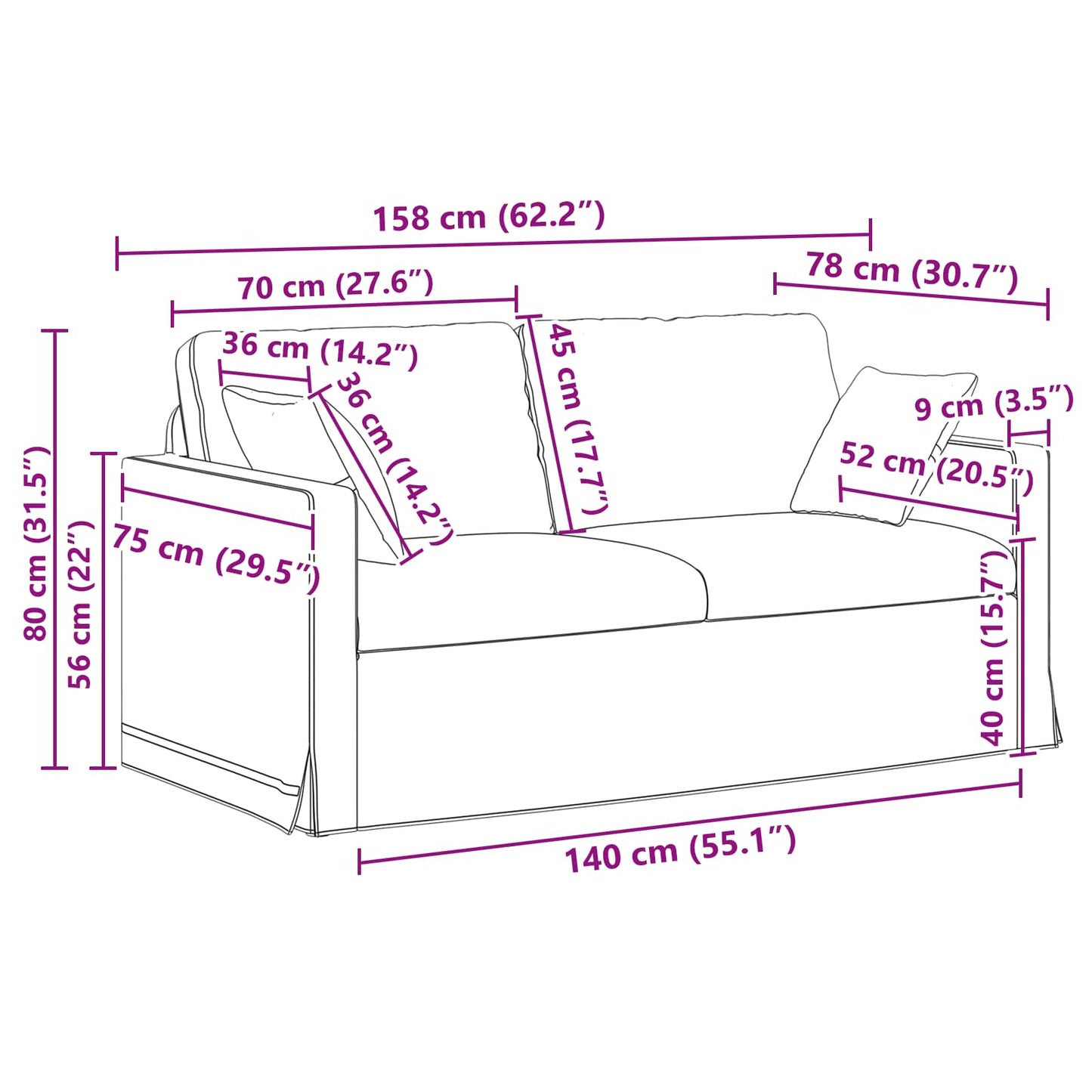 Kanapé Szett 2 pcs Fekete 158 x 78 x 80 cm Bársony