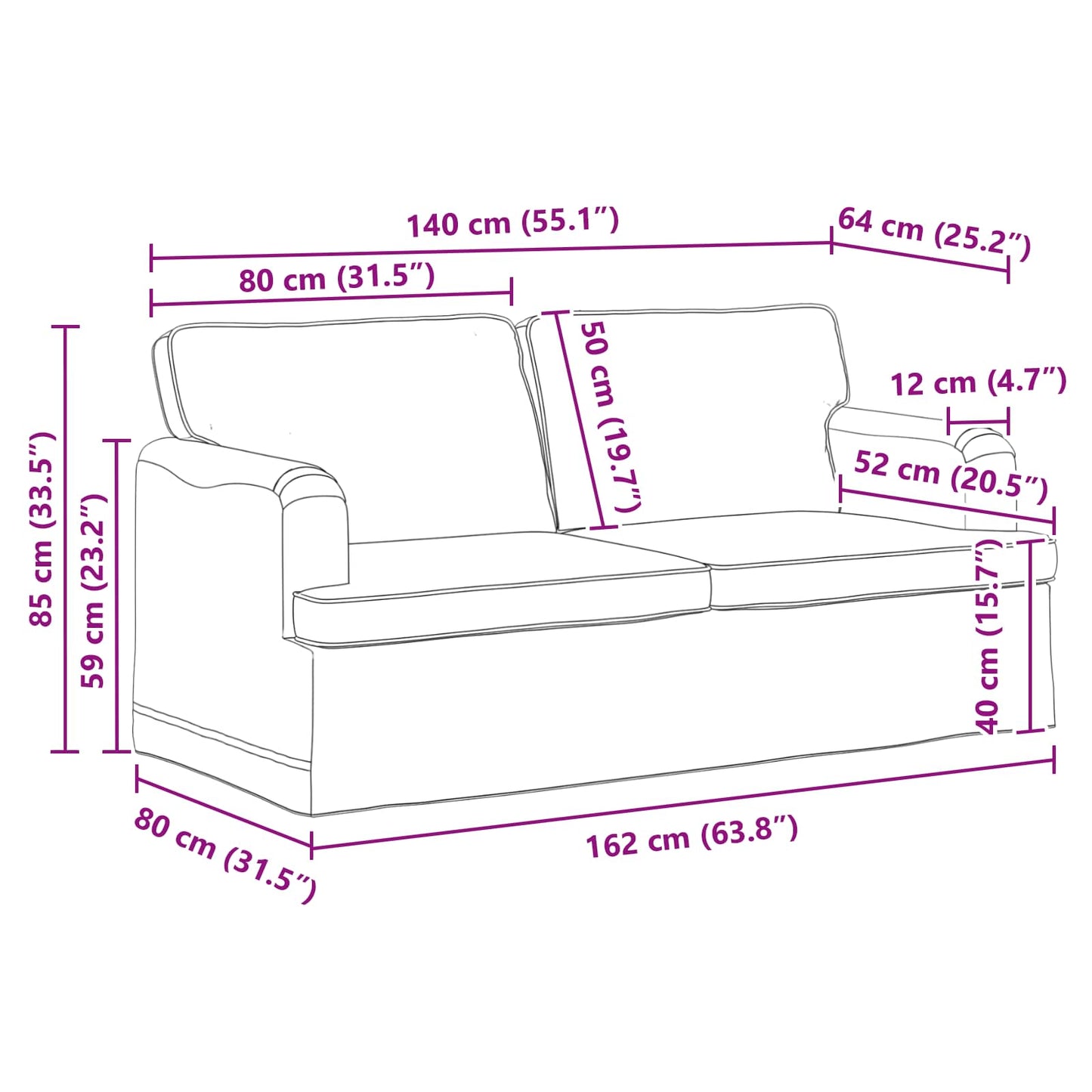 Kanapé Szett 2 pcs Világosszürke 162 x 80 x 85 cm szövet