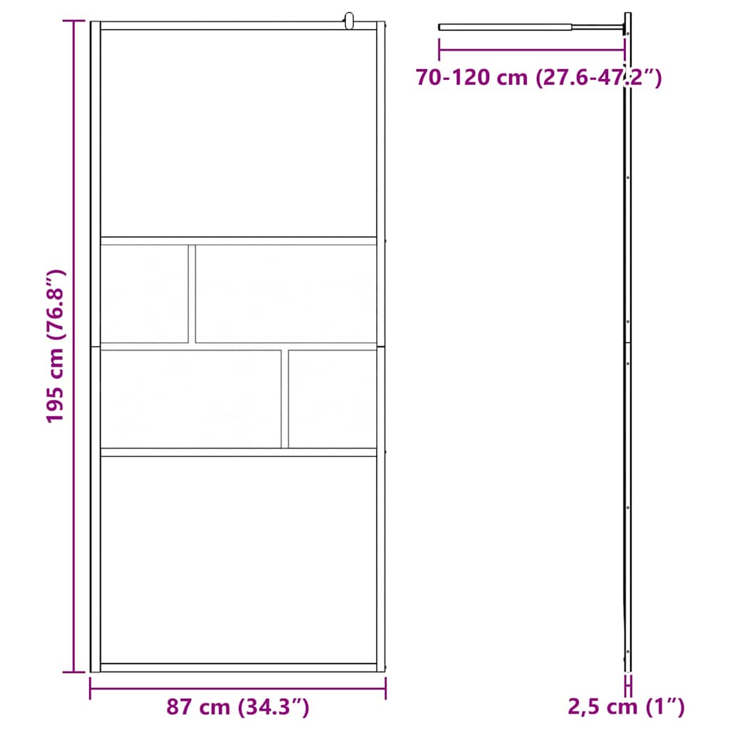Walk-in zuhanyfal Fekete 90 x 195 x 0,5 cm Üveg és Alumínium