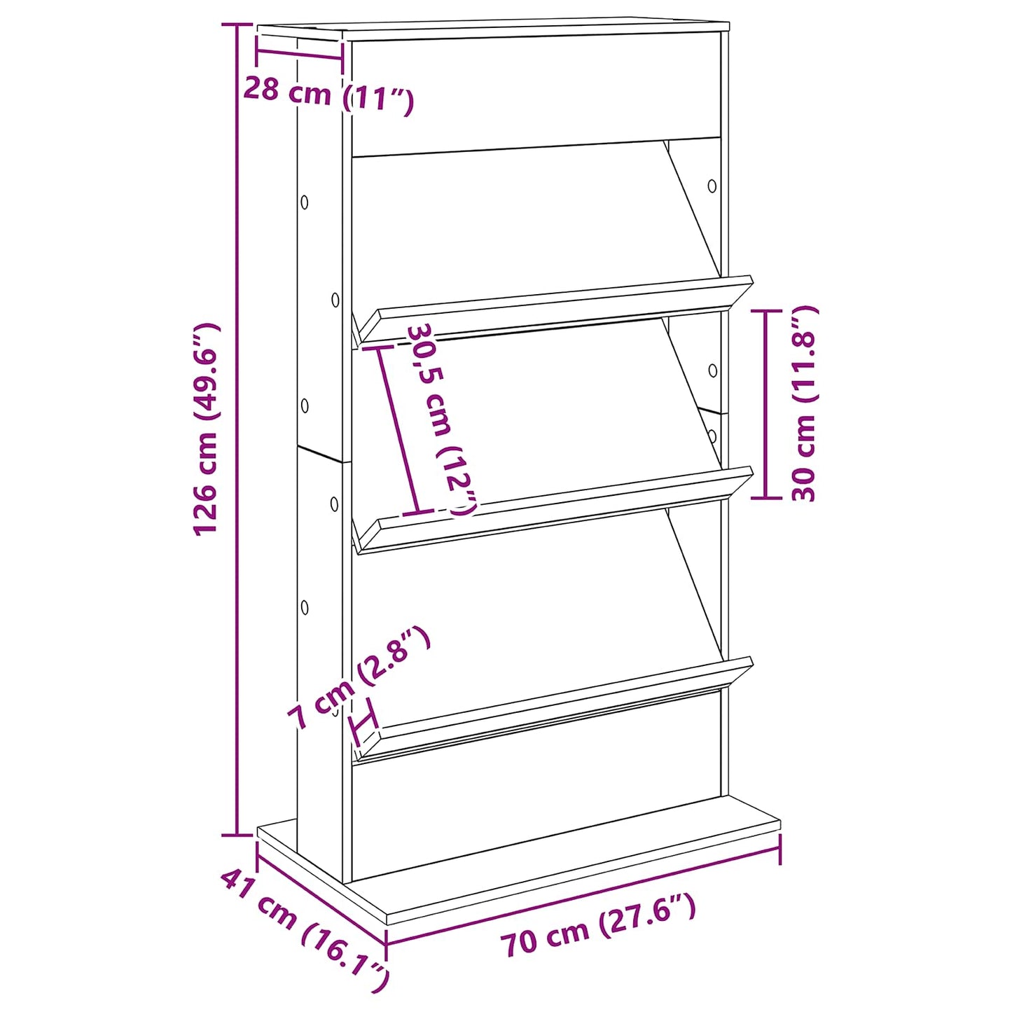 Magazin állvány Öreg fa 70 x 41 x 126 cm Szerelt Fa