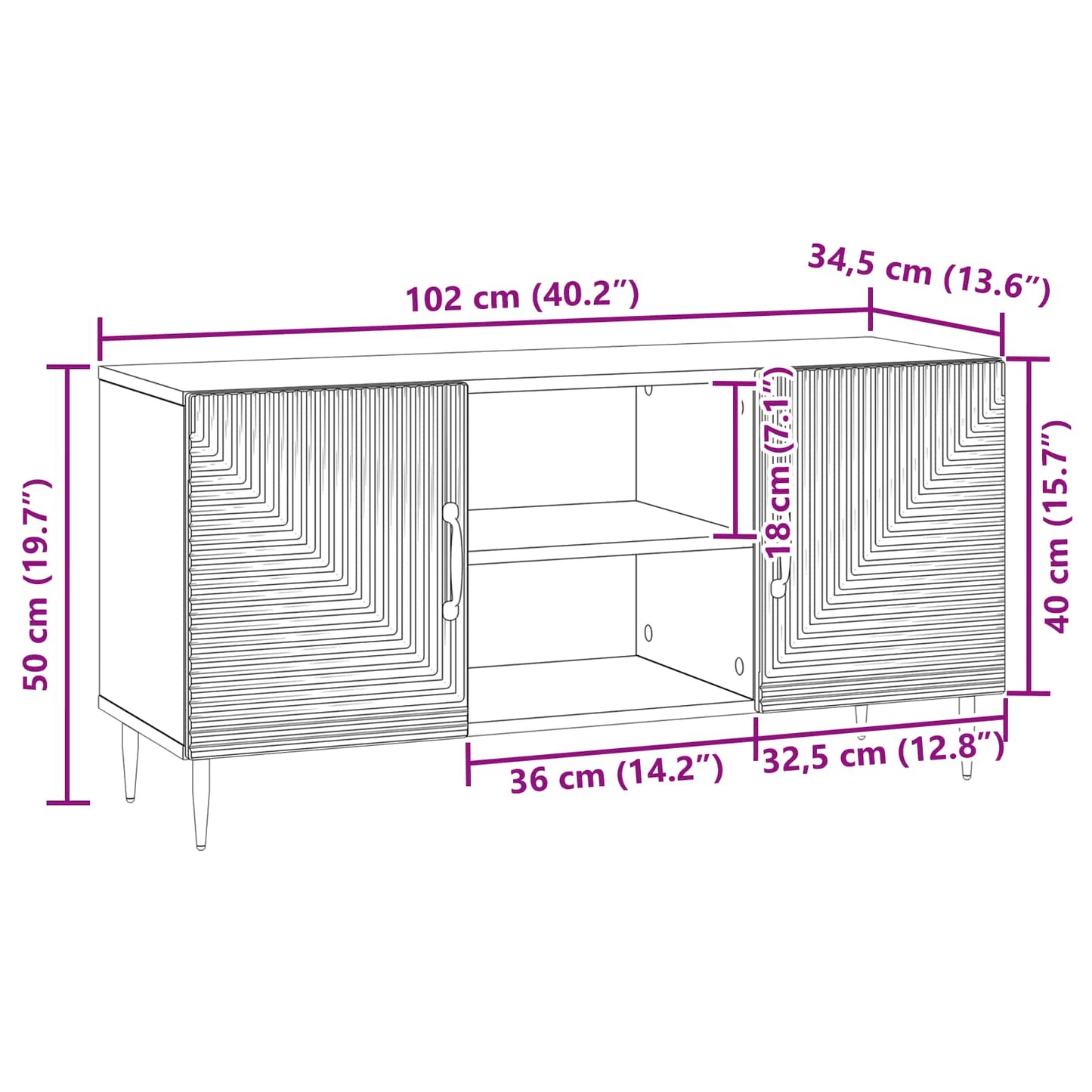 TV szekrény Szürke Sonoma 102 x 34,5 x 50 cm Szerelt Fa